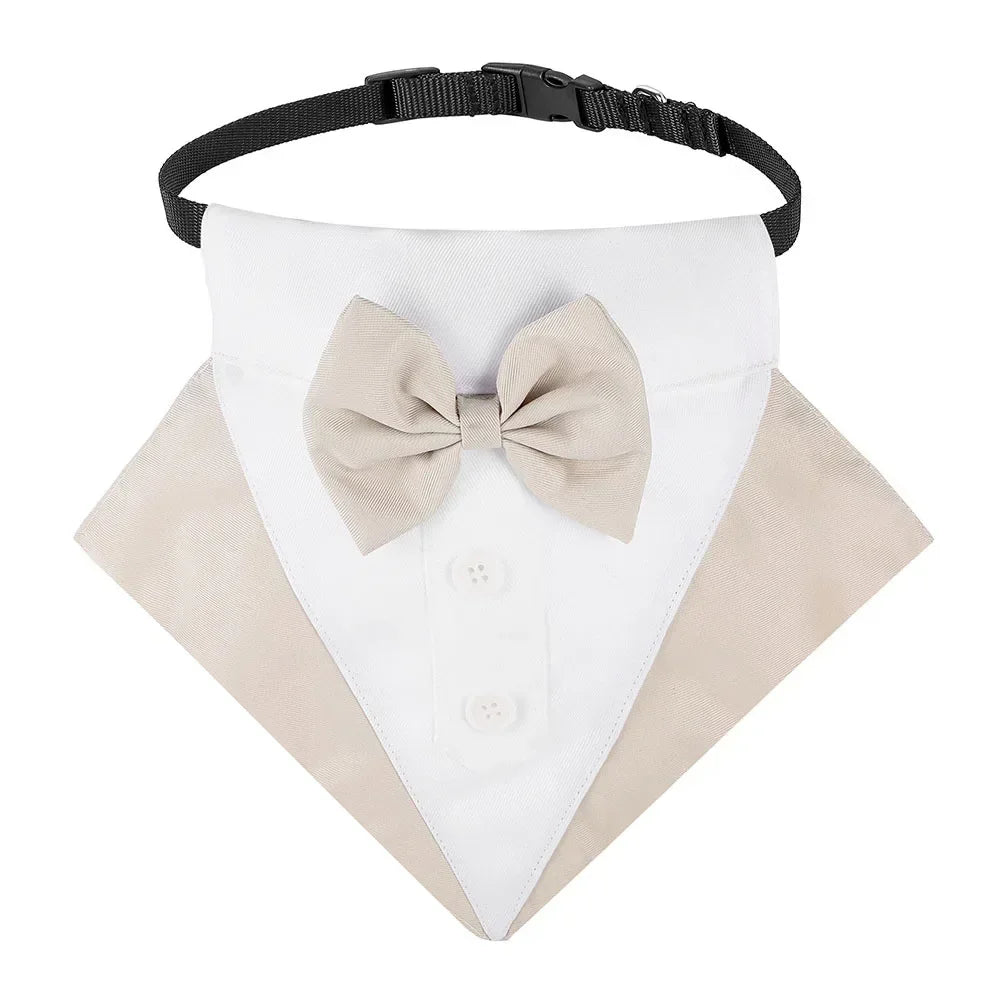 Dog Formal Bandana Tuxedo Scarf with Bow Tie
