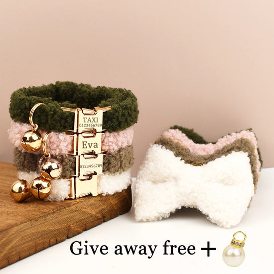 Teddy fur cat collar