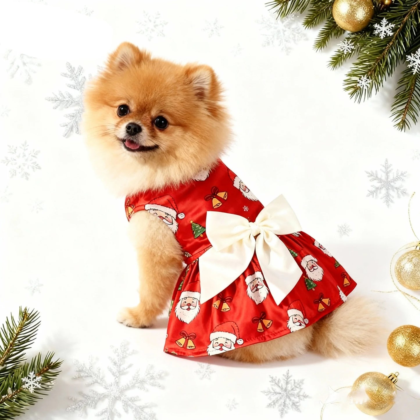 Christmas Pet Clothes Round Neck Sleeveless Printed Dress