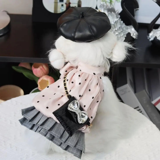 Pet Dress Lace Wave Dot Skirt