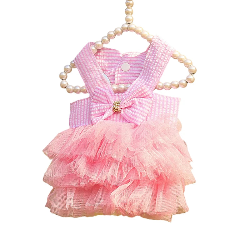 Spring Summer Stripe Sphynx Cat Bow Skirt