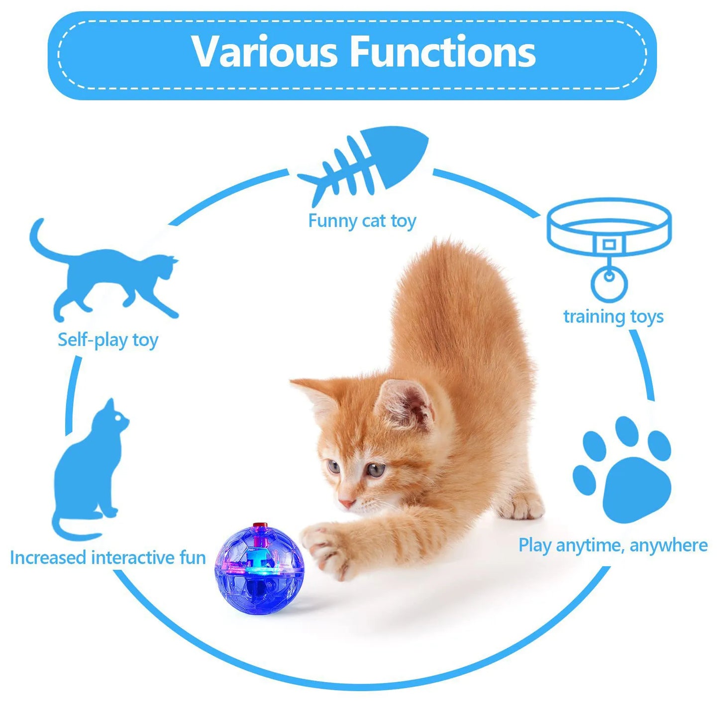 3/6/9Pcs Interactive Cat Ball Toy