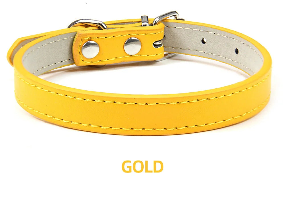 Soft Leather Solid Dog Collar