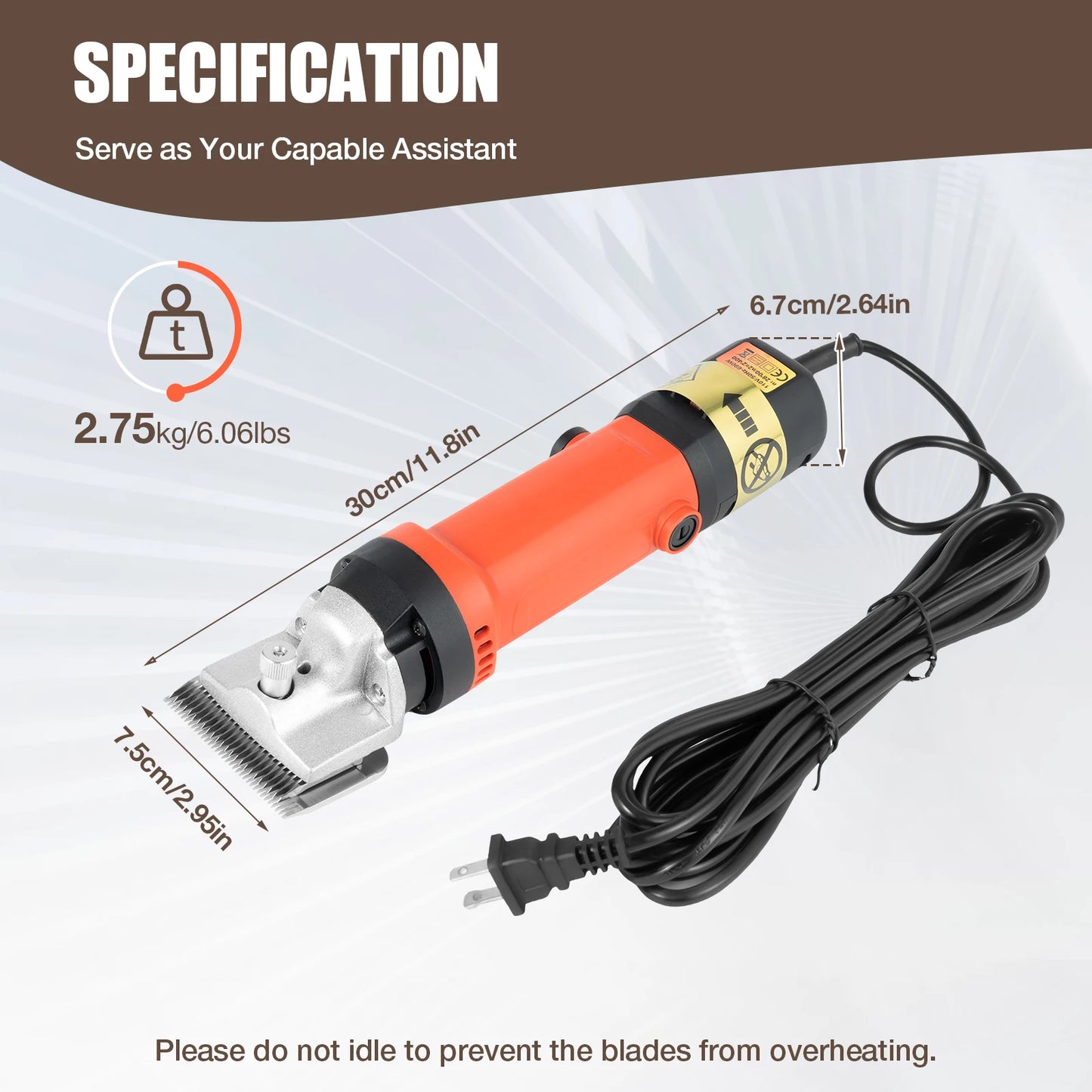 350W Electric Horse Sheep Animal Hair, Clipper Shearing Trimmer
 Fur Shear Cutter