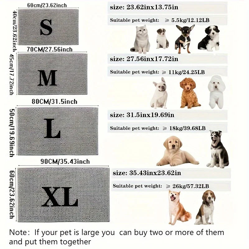 4 sizes Ultra-Absorbent Muddy Paw Dog Mat