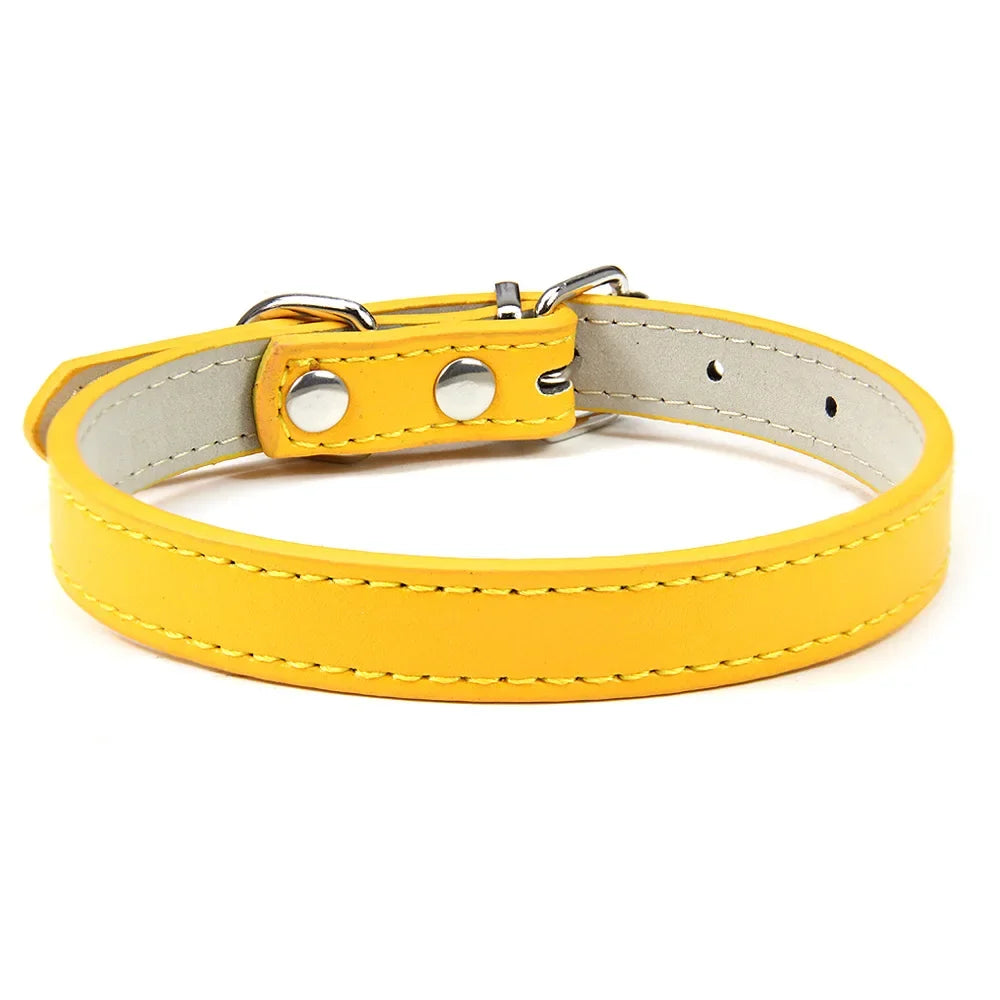 Soft Leather Solid Dog Collar
