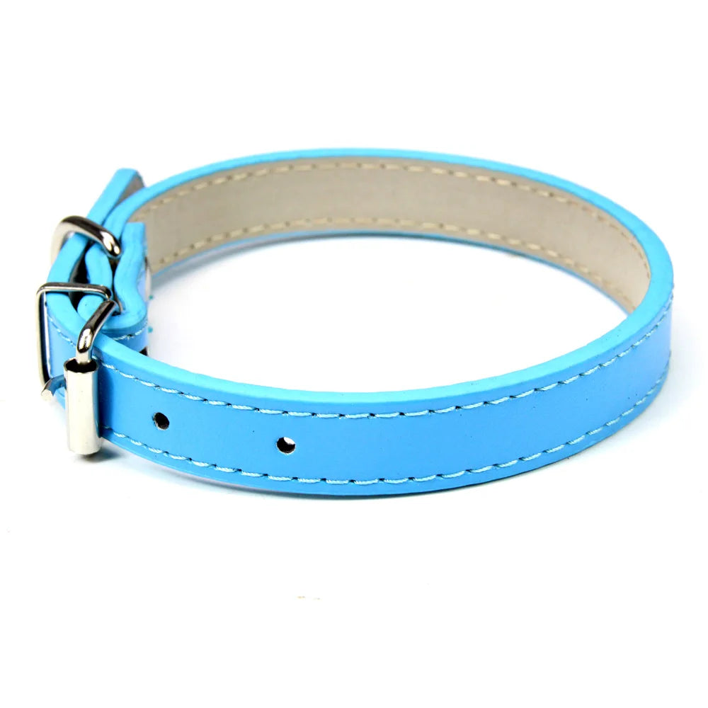 Soft Leather Solid Dog Collar