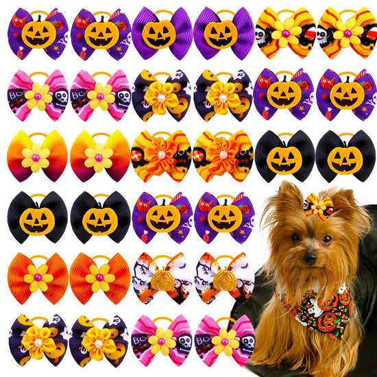 10/20/30PCS Halloween Pet Dog Bows
