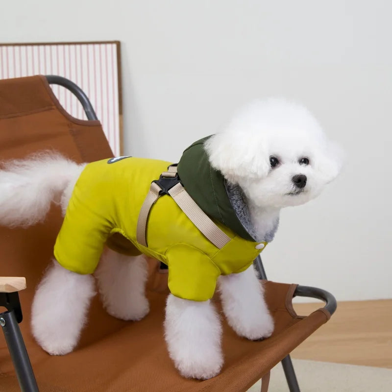 Pet Dog Jumpsuit Jacket With Harness