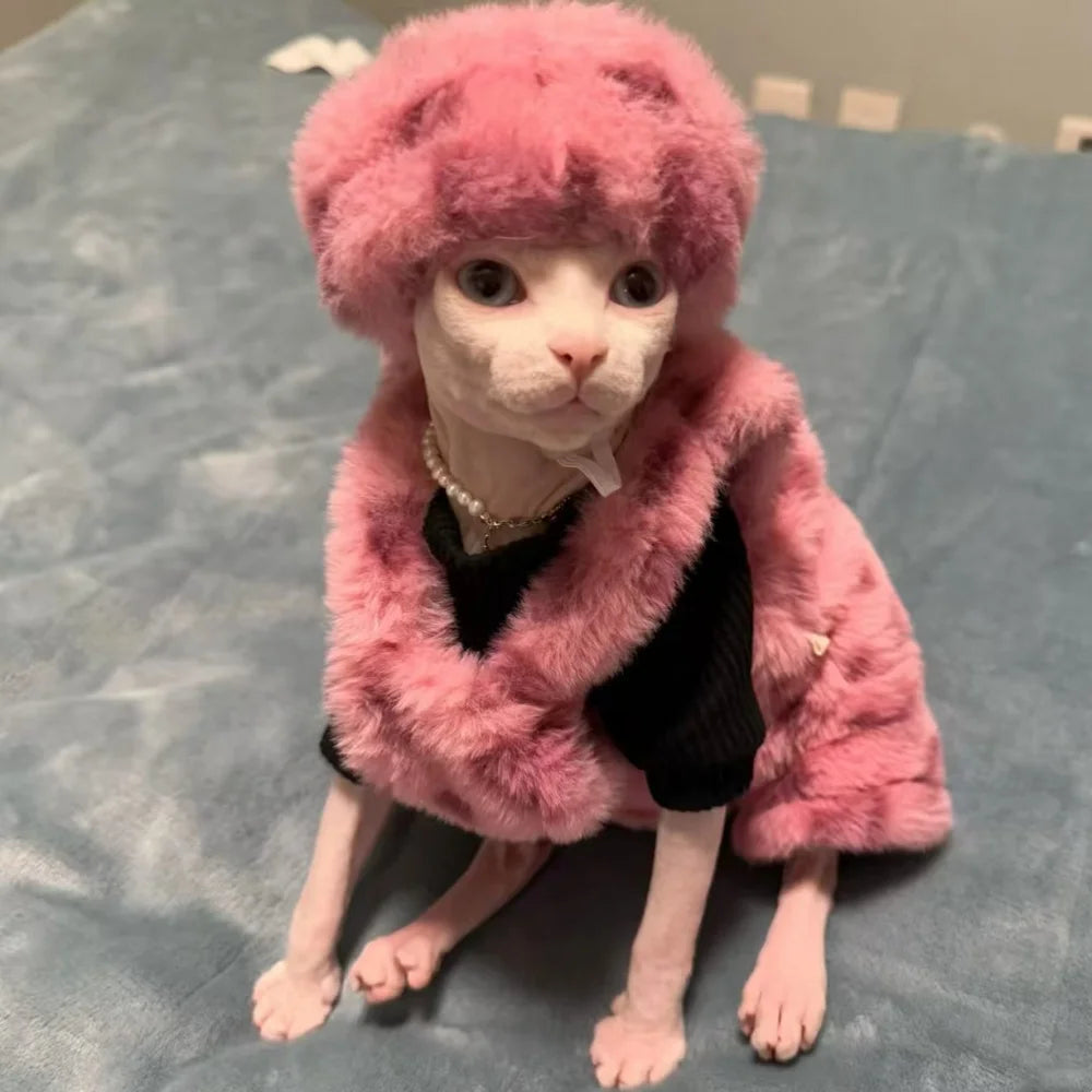 Sphynx Cat Clothing Warm Fleece 4-legged thick Coat