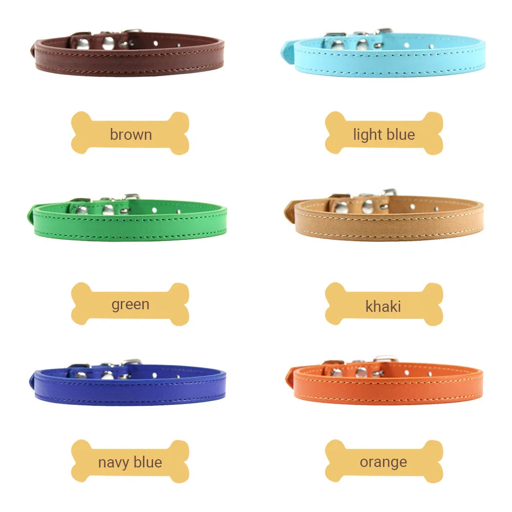 Colorful Leather Puppy Cat Collar