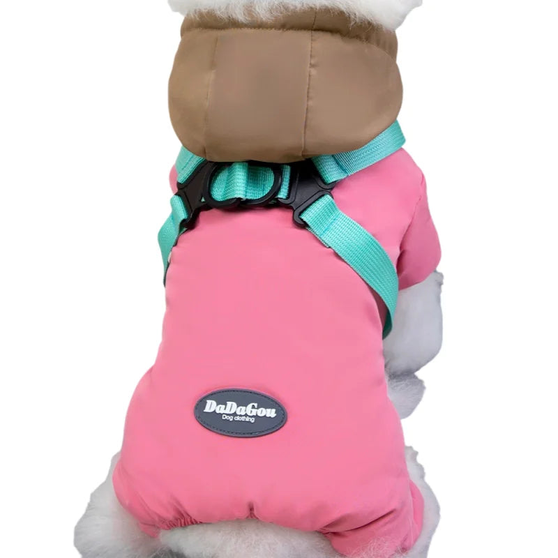 Pet Dog Jumpsuit Jacket With Harness