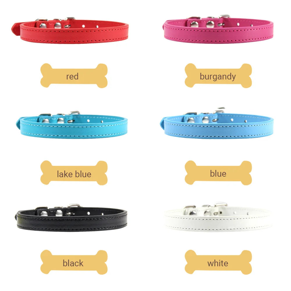 Colorful Leather Puppy Cat Collar