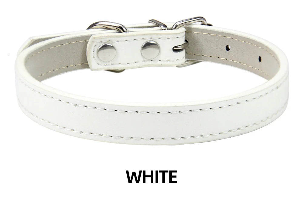 Soft Leather Solid Dog Collar