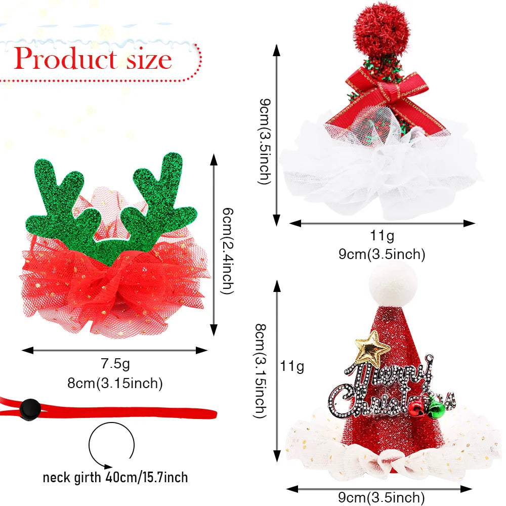 1PC Christmas Dog Caps With Elastic Bands