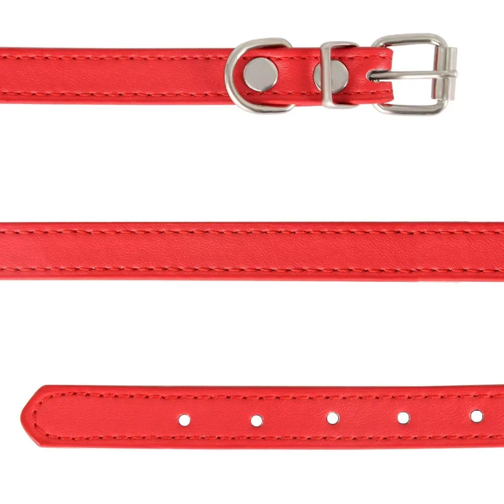 Colorful Leather Puppy Cat Collar