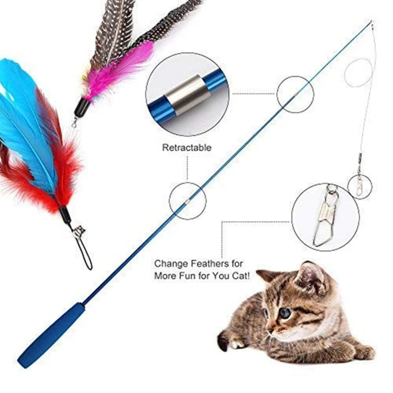 Cat Teaser Wands Three-section Telescopic Wand