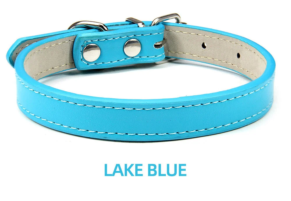 Soft Leather Solid Dog Collar