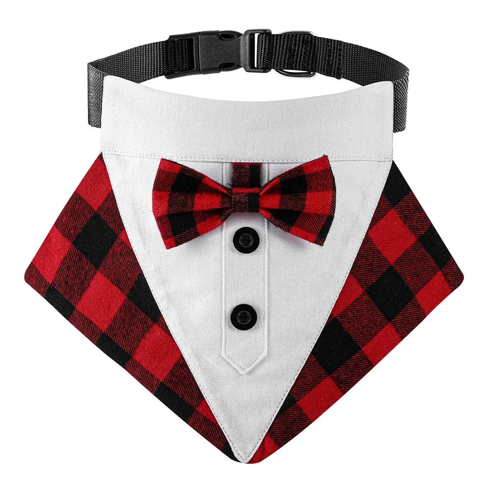 Dog Formal Bandana Tuxedo Scarf with Bow Tie