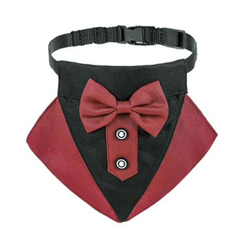 Dog Formal Bandana Tuxedo Scarf with Bow Tie